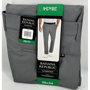 Banana Republic Flat Front Pant Slim Fit Gray Men's Size 38x34 NWT